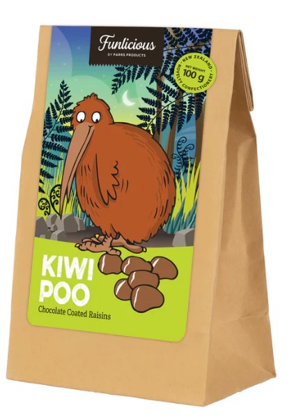 Kiwi Poo Chocolate Coasted Raisins Gift Bag